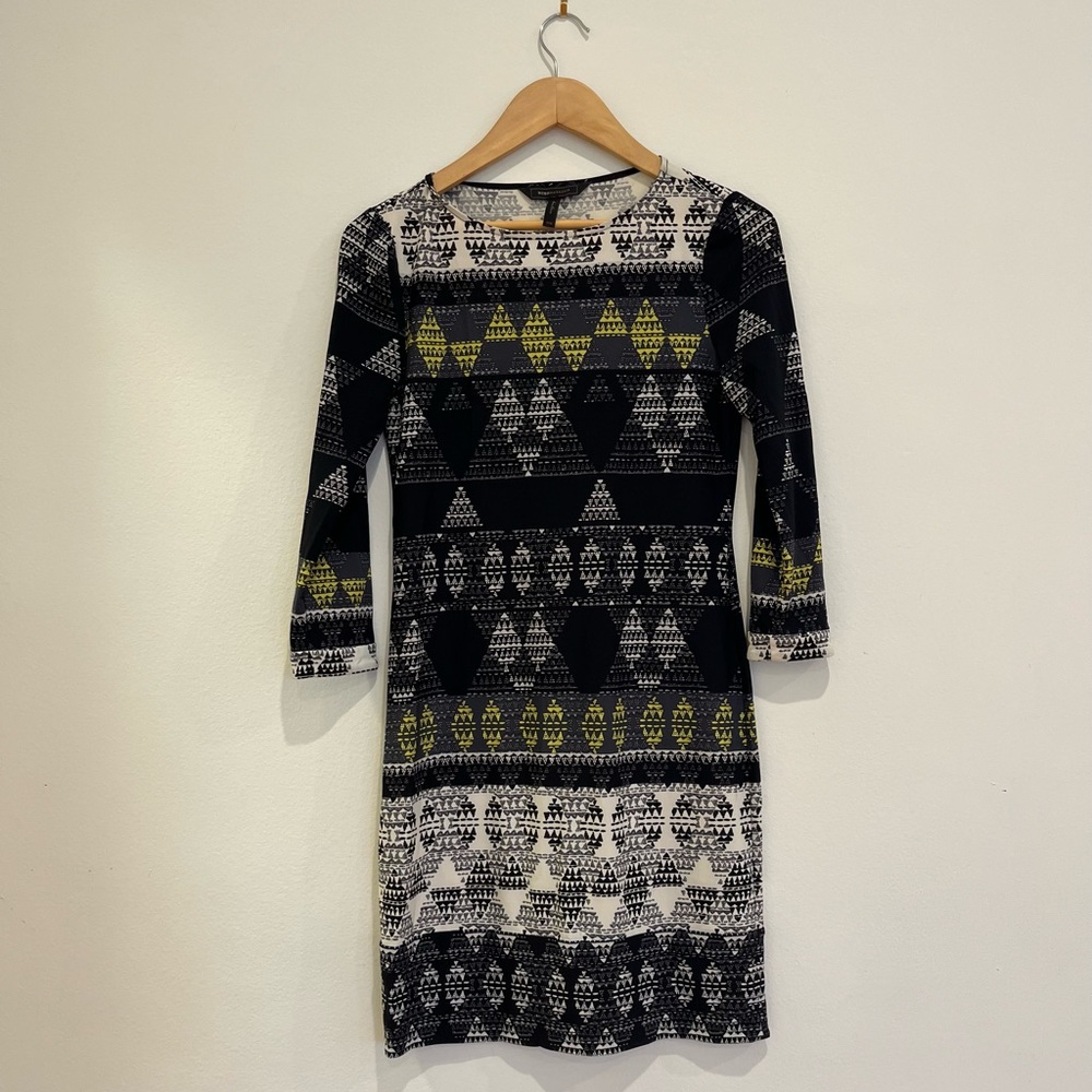 BCBG Print Three-Quarter Sleeved Dress